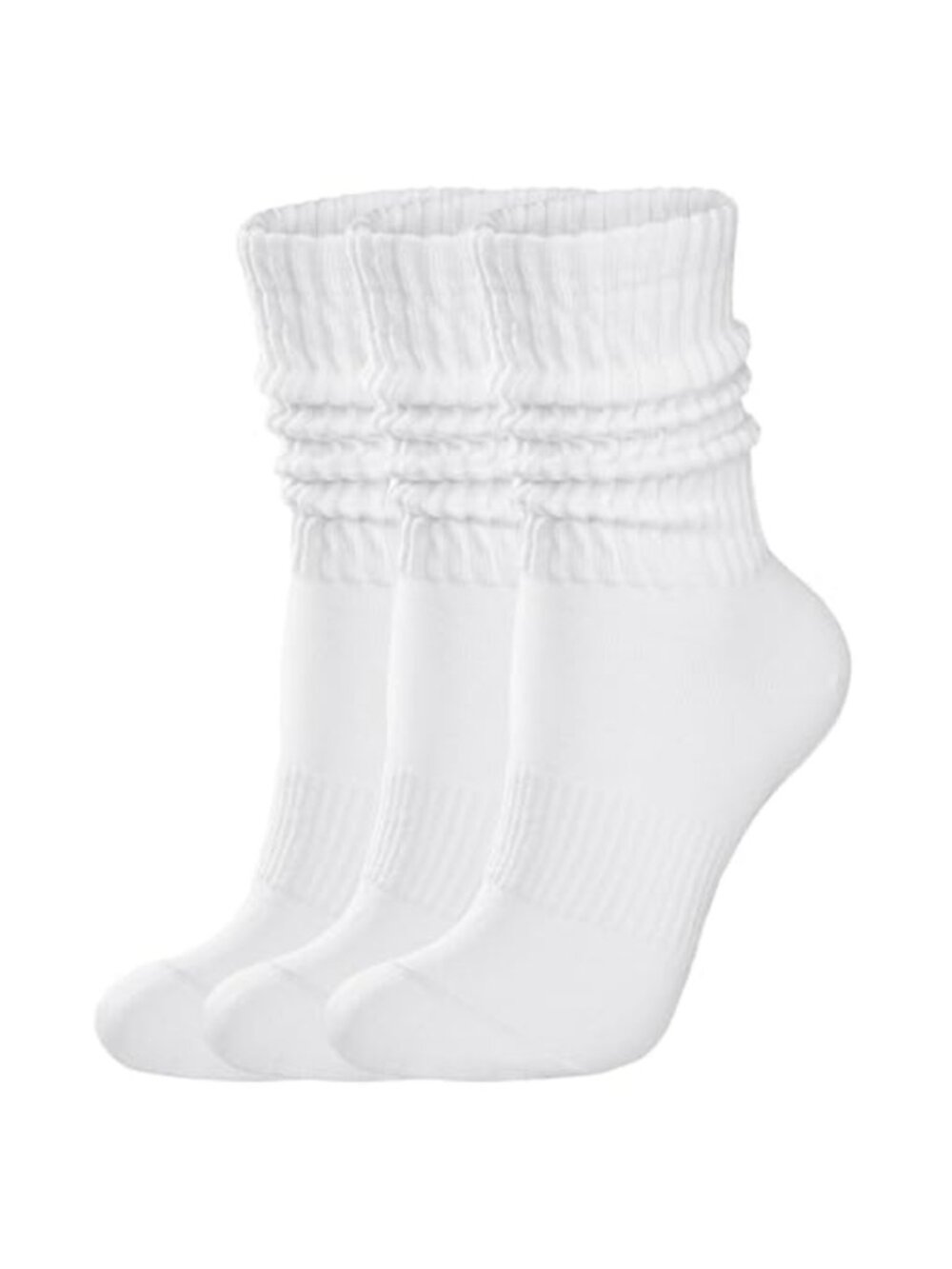 Womens Retro Slouch Scrunch Crew Socks Cotton Arch Support Mid Calf